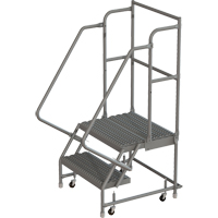 Tri-Arc Manufacturing KDSR102162-D2 Escabeaux roulants &agrave; dessus profond, 2 marches, Largeur de la marche 16", Hauteur de la plateforme 20", Acier
