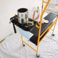 Metaltech I-IMCNT nsemble d'&eacute;chafaudage &agrave; montant de s&eacute;curit&eacute; & tablette pour outils de 4' Jobsite Series, Cadre Acier, 49-1/2" p x 57-3/4" h