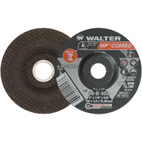 Walter Surface Technologies 08B402 HP Combo Depressed Center Combination Wheel, 4" x 1/8", 5/8" Arbor, Type 27