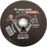 Walter Surface Technologies 08B912 HP Combo Depressed Center Combination Wheel, 9" x 1/8", 7/8" Arbor, Type 27