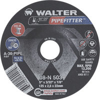 Walter Surface Technologies 08N503 PIPEFITTER Grinding Wheel, 5" x 3/32", 7/8" Arbor, Type 27