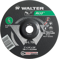 Walter Technologies Pour Surface 08L700 Meules en aluminium &agrave; moyeu d&eacute;port&eacute;, 7" x 1/4", Arbre 7/8", Type 27