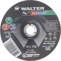 Walter Surface Technologies 15L702 Flexcut Depressed Centre Grinding Wheels, 7", 24 Grit, Aluminum Oxide, 7/8", 8600 RPM, Type 29