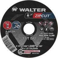 Zipcut™ Cut-Off Wheel, 4-1/2" x 3/64", 7/8" Arbor, Type 1, Aluminum Oxide, 13300 RPM VV150 | TENAQUIP