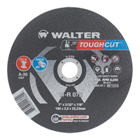 Walter Technologies Pour Surface 11R072 Meule &agrave; tronçonner renforc&eacute;e Toughcut, 7" x 3/32", Arbre de 7/8", Type 1, Oxyde d'aluminium, 8600 Tr/min