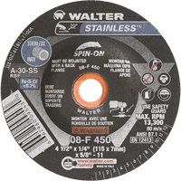 Walter Technologies Pour Surface 08F450 Meules &agrave; moyeu d&eacute;port&eacute; - Acier inoxydable type 27, 4-1/2" x 1/4", Arbre de 5/8"-11, Type 27S