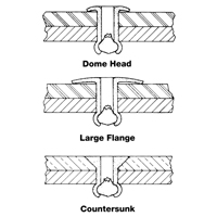 POP AD32ABS Blind Rivet Open End - 1000 pack, Dome Head, 3/32" Dia. x 0.240" L, Aluminum Mandrel