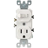 Leviton 5225-W Combinaison de prise mise &agrave; la terre et interrupteur unipolaire