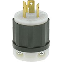 Leviton 2321 2-Pole 3-Wire Grounding Locking Plug, Nylon, 20 Amps, 250 V, L6-20P