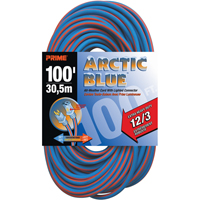 Prime LT530835 Cordon rallonge verrouillable toute saison en caoutchouc TPE Arctic Blue, Toutes saisons, SJEOW, AWG 12/3, 15 A, 100'
