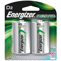 Energizer NH50BP2 Rechargeable NiMH Batteries, D, 1.2 V