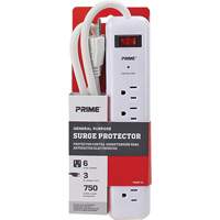 Surge Protector, 6 Outlets, 750 J, 1875, 3' Cord  XC299 | TENAQUIP