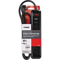 Prime PB802225-A Surge Protector, 6 Outlets, 1000 J, 1875, 4' Cord