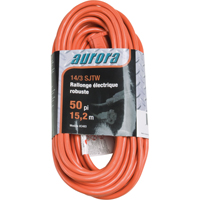Outils Aurora XC483 Cordon rallonge en vinyle, Ext&eacute;rieur, SJTW, AWG 14/3, 15 A, 50'