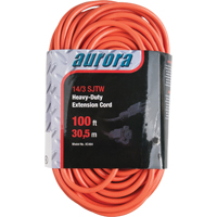 Outils Aurora XC484 Cordon rallonge en vinyle, Ext&eacute;rieur, SJTW, AWG 14/3, 13 A, 100'