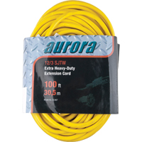 Aurora Tools XC487 Vinyl Extension Cord, Outdoor, SJTW, 12/3 AWG, 15 A, 100'