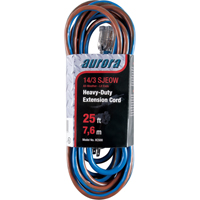 Aurora Tools XC500 TPE-Rubber Extension Cord With Light Indicator, All-Weather, SJEOW, 14/3 AWG, 15 A, 25'