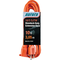 Aurora Tools XC630 Extension Cord, Indoor/Outdoor, SJTW, 16/3 AWG, 13 A, 10'