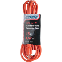 Aurora Tools XC631 Extension Cord, Indoor/Outdoor, SJTW, 16/3 AWG, 13 A, 15'