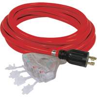 King Canada K-L1430-25-4T Generator Extension Cord with Quad Tap, STW, 10 AWG, 20 A, 4 Outlet(s), 25'