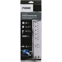 Prime PB525106 USB Charging Surge Protectors, 6 Outlets, 1800 J, 1875 W, 4' Cord