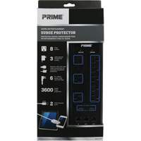 Prime PB523118 USB Charging Surge Protectors, 8 Outlets, 3600 J, 1875 W, 6' Cord