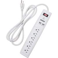 Limiteur de surtension avec chargeur USB, 6 Prises, 1200 J, 1875 W, Cordon 6' XH064 | TENAQUIP