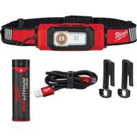 Milwaukee 2116-21 Lampe USB pour casque de s&eacute;curit&eacute; Beacon, DEL, 600 lumens, 2 hres de fonctionnement, piles Rechargeable