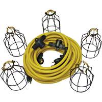 LED String Lights with Connector, 5 Lights, 50' L, Metal Housing  XI324 | TENAQUIP