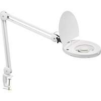 Dainolite Ltd DMLED10-A-5D-WH Lampe loupe ajustable, Dioptrie 5, Ampoule DEL, Bras de 47", Pinces serre-joints, Blanc