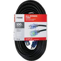 Prime SEEC732735 All-Rubber Extension Cord, Outdoor, SJOOW, 14/3 AWG, 15 A, 100'