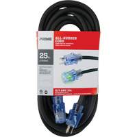 Prime SEEC732825 Cordon rallonge All-Rubber, Ext&eacute;rieur, SJOOW, AWG 12/3, 15 A, 25'