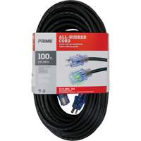 Prime SEEC732835 All-Rubber Extension Cord, Outdoor, SJOOW, 12/3 AWG, 15 A, 100'