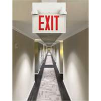 Zenith Safety Products XI789 Exit Sign with Security Lights, LED, Battery Operated/Hardwired, 12-1/10" L x 11" W, English