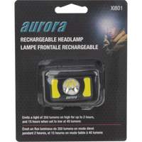 Outils Aurora XI801 Lampe frontale, DEL, 350 lumens, 2 hres de fonctionnement, piles Rechargeable