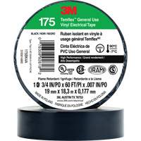 3M 175BK4A Temflex General Use Vinyl Electrical Tape 175, 19 mm (3/4") x 18 M (60'), Black, 7 mils