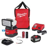 Milwaukee 2123-21HD Ensemble d'&eacute;clairage orientable polyvalent &agrave; t&eacute;l&eacute;commande, DEL, 4250 lumens