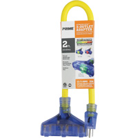 Prime AD050802AD Adaptateur avec d&eacute;tection visuelle de lamp&eacute;rage, Ext&eacute;rieur, AWG 12/3, 15 A, 3 prise(s), 2'