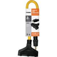 Prime AD050802 Fiche &agrave; trois prises, Ext&eacute;rieur, STW, AWG 12/3, 15 A, 3 prise(s), 2'