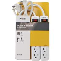 Prime PB8100X2 Power Strip 2-Pack, 6 Outlet(s), 3', 15 A, 1875 W, 125 V