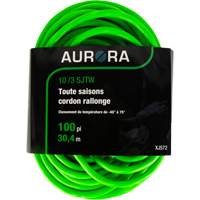 Aurora Tools XJ572 Industrial Extension Cord, All-Weather, SJTW, 10/3 AWG, 15 A, 100'