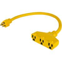 Outils Aurora XJ627 Adaptateur de rallonge d'alimentation, Ext&eacute;rieur, STOW, AWG 12/3, 15 A, 3 prise(s), 2'