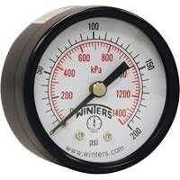 Winters PEM1410 Manom&egrave;tre &eacute;conomique,  2", 0 - 200 psi, Fixation arri&egrave;re, Analogique