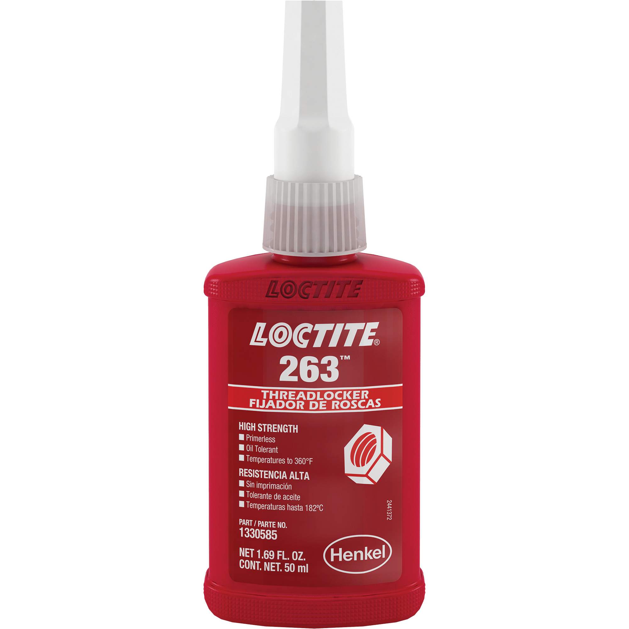 LOCTITE Threadlocker 263 Rapid Cure, Red, High, 50 ml, Bottle AD290
