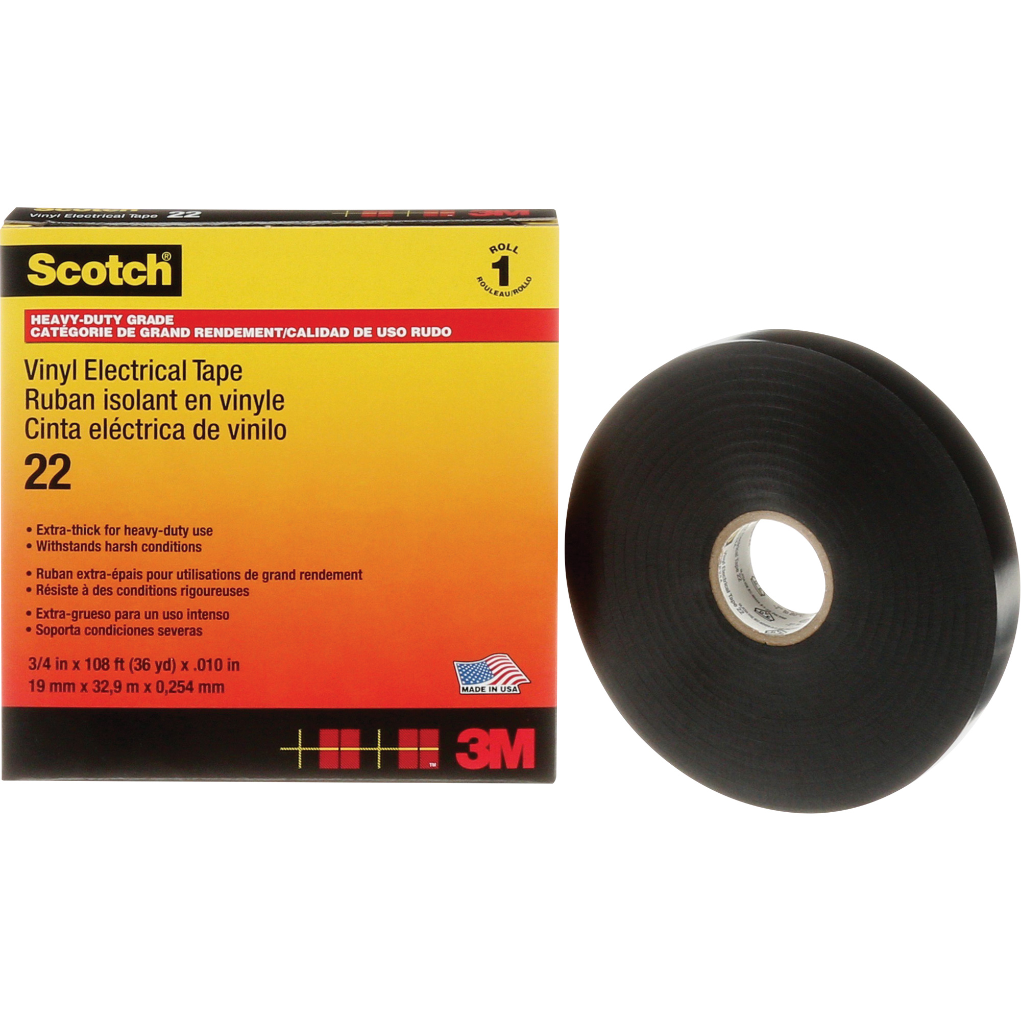 3M 223/4X36 Scotch® Vinyl Electrical Tape, 19 mm (3/4") x 33 m (108