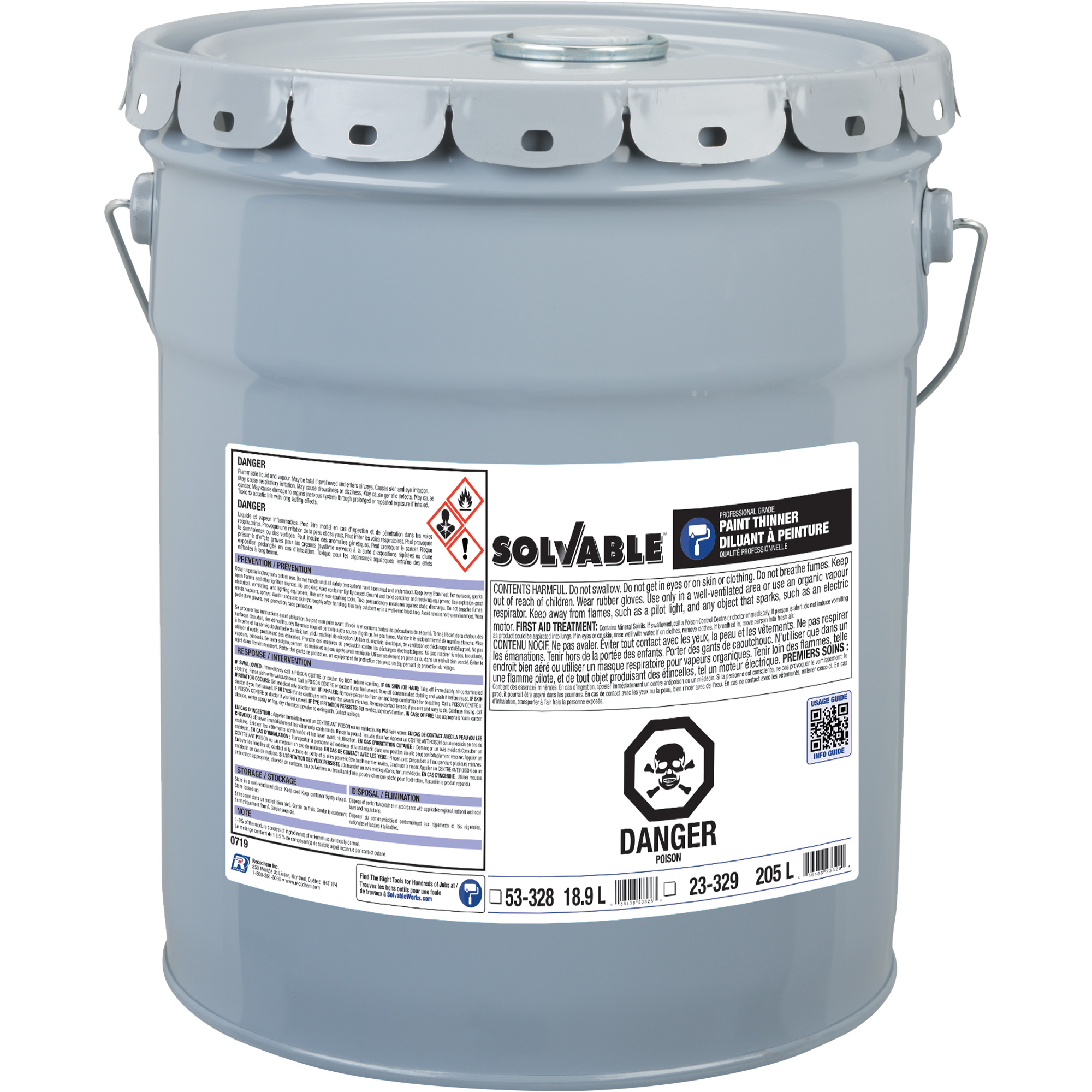 Solvable 53328 Professional Grade Paint Thinner, Pail, 18.9 L