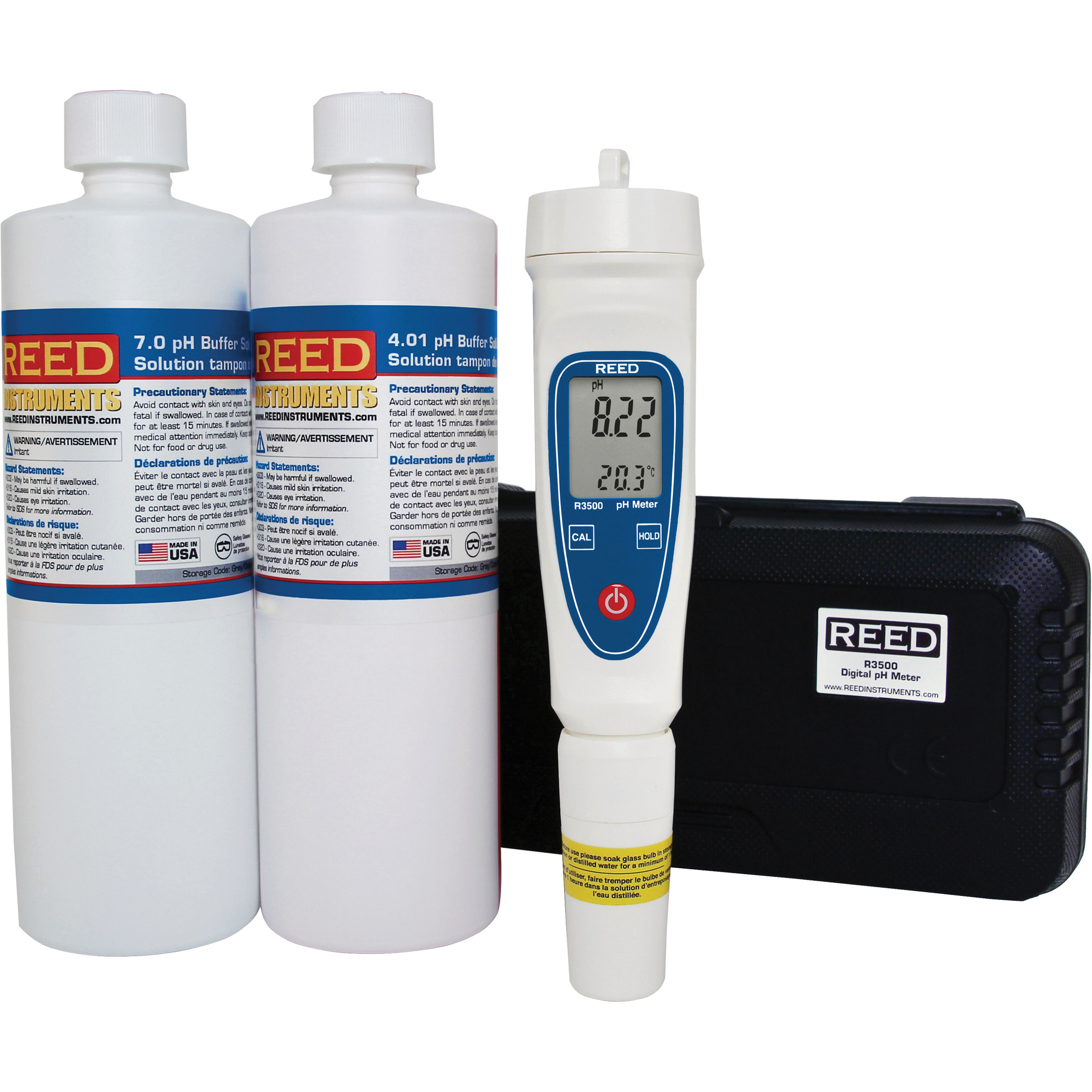 REED INSTRUMENTS pH Meter & Buffer Solution Kit IC728 (R3500KIT) Shop Ph Temperature Meter