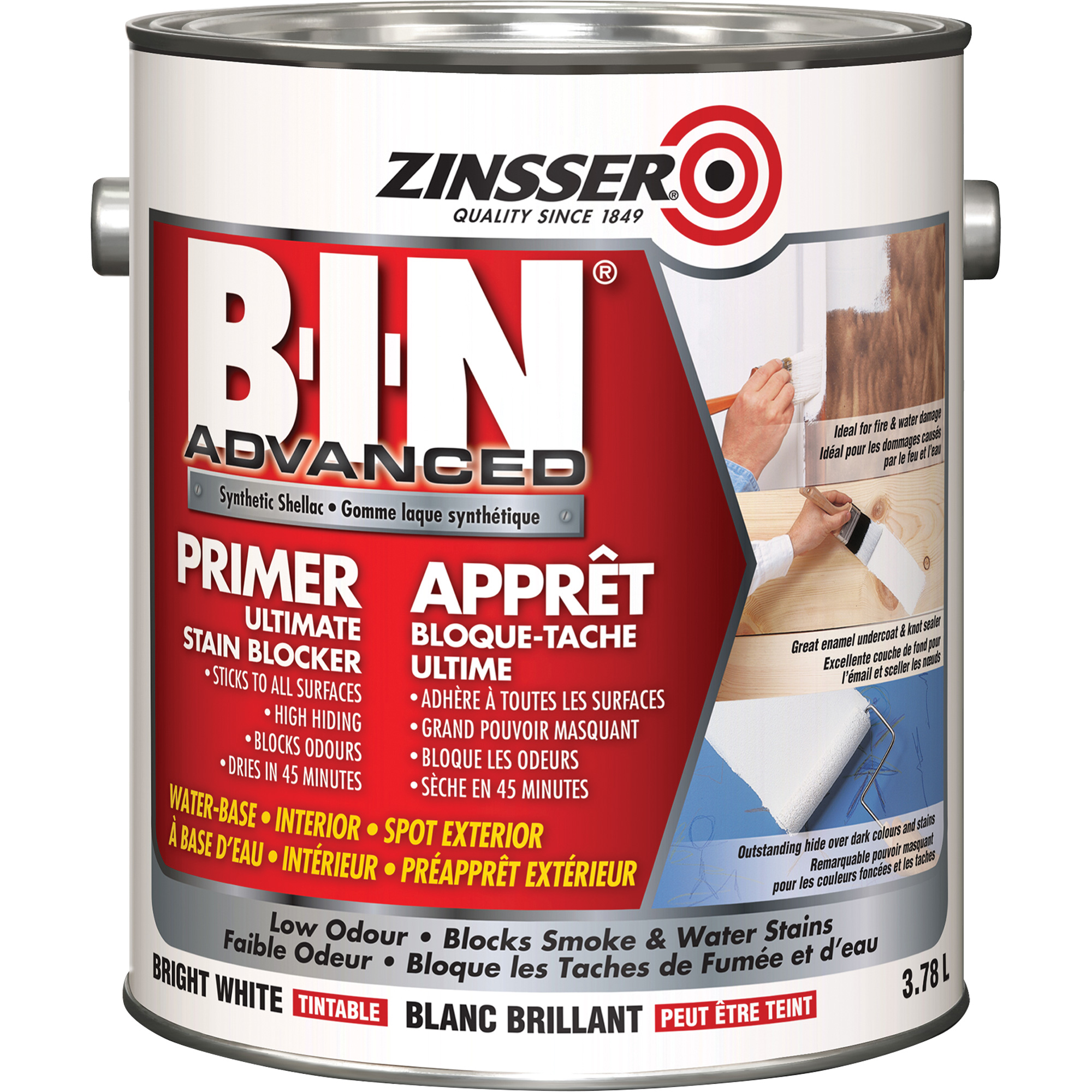 Zinsser 273873 BIN® Advanced Synthetic Shellac Based Primer, 3.78 L