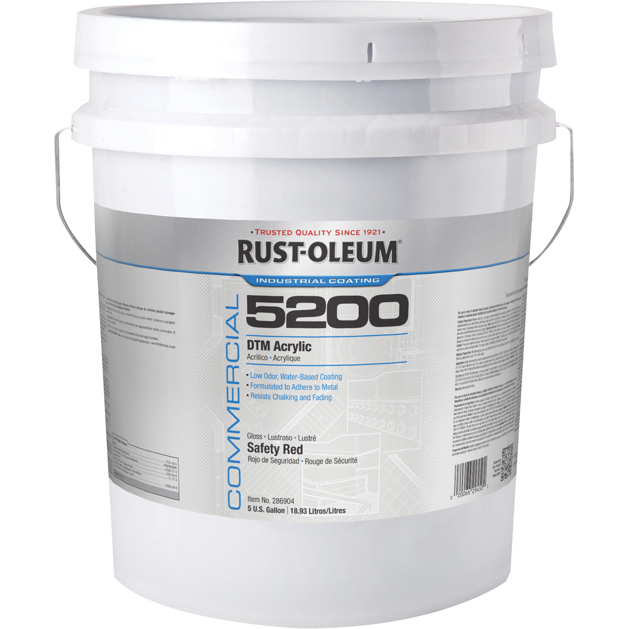 RUSTOLEUM 5200 System DTM Acrylic Paint, Pail, Red KQ152 (286904