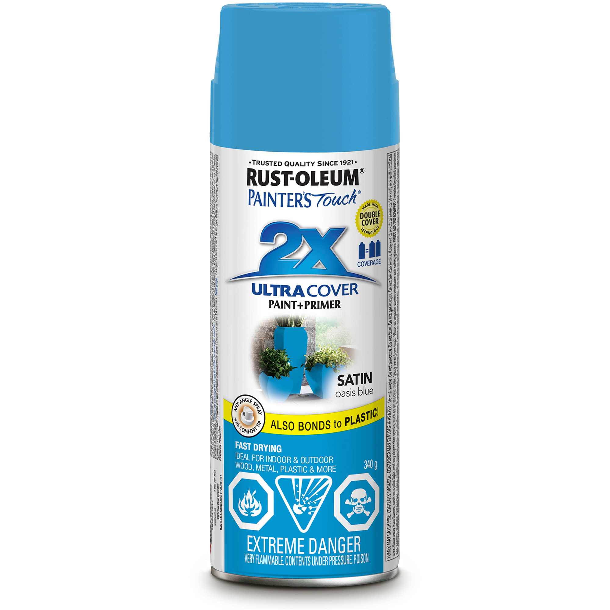 RUSTOLEUM Painter's Touch® Ultra Cover Paint, Blue, Satin, Aerosol Can